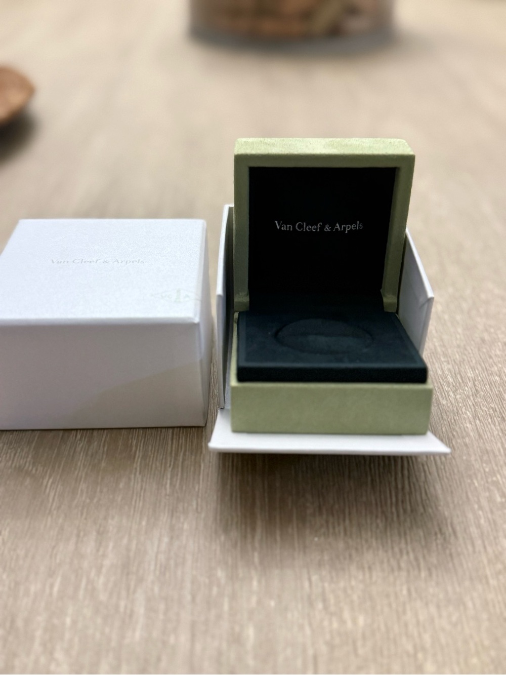 Small Van Cleef & Arpels Olive Green Jewelry Box (made for a ring or pendant)